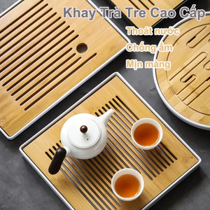Khay Trà Tre Cao Cấp, Khay trà đạo phong cách ，Nhật Bản khay đựng ấm chén，Khay Trà Đạo Có Khay Đựng Nước Tiện Lợi