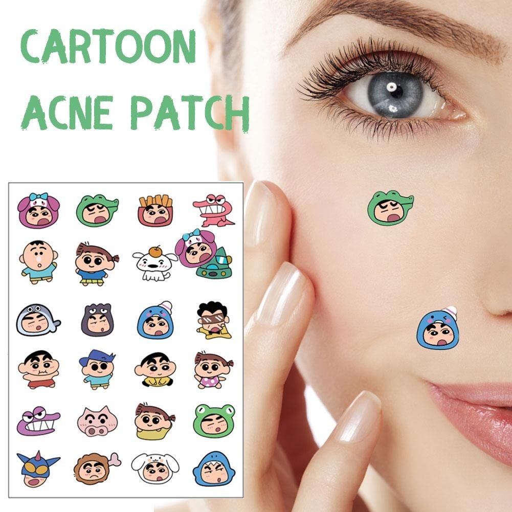 24 Chiếc Hoạt Hình Họa Tiết Mụn Miếng Dán Crayola PE Mô Hình Miếng Dán Mụn Miếng Dán Miếng Dán Mụn Q4I7