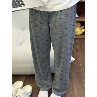 Quần Ngủ Dành Cho Nữ Ống Rộng Cute Cạp Cao Màu xám