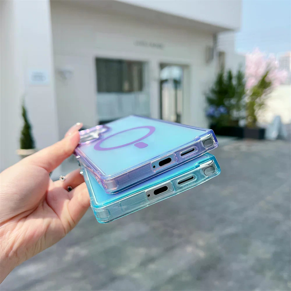Ốp Lưng Dây Từ Tính Gradient Cho Samsung S26 S25 S24 S23 Ultra S25 Plus S24 FE Dây Đeo Tay Sạc Không Dây Vỏ Chống Sốc