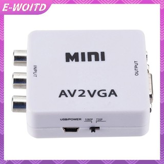 E-woitd AV RCA Sang VGA Video Adapter HD 1080P TV Chuyển Đổi Hộp Chuyển Đổi HNVN