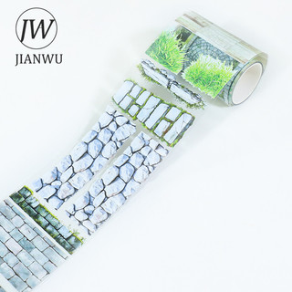 JIANWU 70mm * 200cm Vintage Đá Xanh Gạch Vật Liệu Cảnh Quan Cắt Dán Sổ Lưu Niệm PET Băng Sáng Tạo DIY Tạp Chí Văn Phòng Phẩm