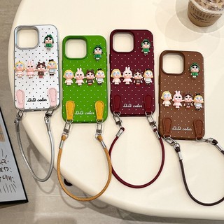 Phim Hoạt Hình Dễ Thương 3D Cô Gái Khóc Màu Hồng Da Mềm Wrsit Dây Đeo Ốp Lưng Điện Thoại iPhone 17Promax 16Pro 12 13 14 15 Pro Max Sweet Girly Chống Sốc Vỏ Di Động