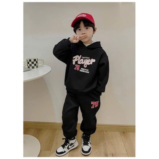 Bộ quần áo thu đông cho bé trai 14-52kg mẫu PLAYER. Chất liệu co dãn ấm áp. D11