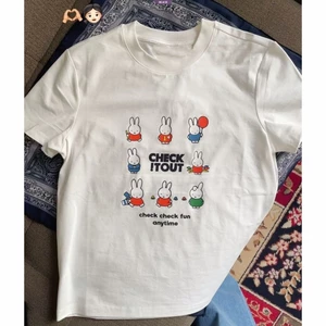 Áo Thun Ngắn Tay Họa Tiết Chú Thỏ Miffy Dễ Thương, Phù Hợp Mùa Hè