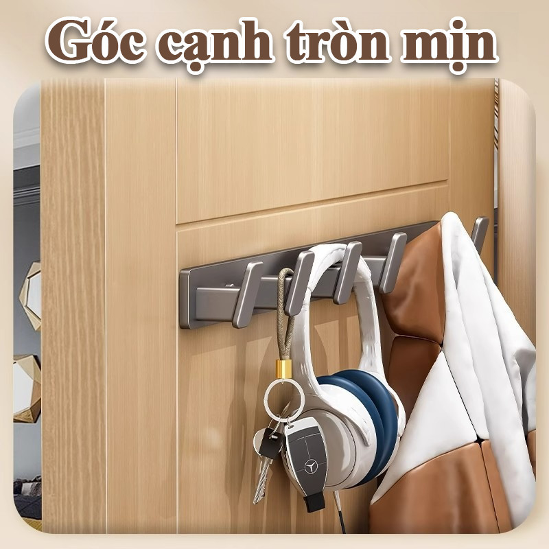 Móc treo quần áo đa năng dán tường, chất liệu nhôm hàng không chống gỉ, Chịu lực lên tới 50kg,tặng kèm keo dán và ốc vit