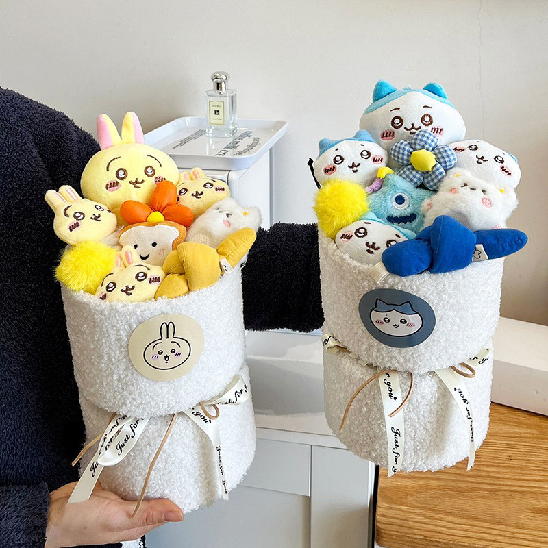 Chiikawa Usagi Hachiware Sang Trọng Hoa Bó Kawaii Mềm Nhồi Bông Sang Trọng Đồ Chơi Búp Bê Bó Hoa Trang Trí Phòng Búp Bê