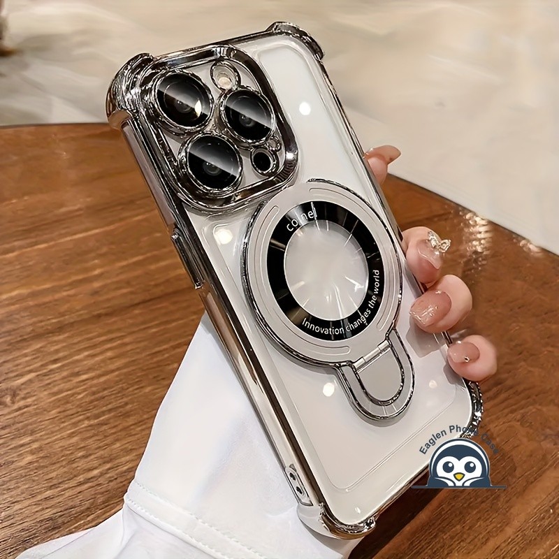 Bán Chạy Giá Đỡ Từ Tính Ốp lưng iPhone 17 Air 17 Pro Max 16E 16 Pro Max 15 14 Plus 15 Pro Max Vỏ Mạ Khung Sang Trọng Bốn Góc Chống Sốc Ốp Lưng Mềm