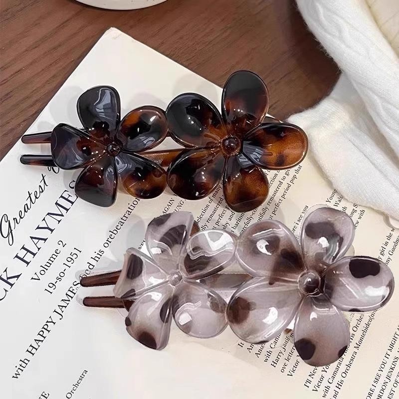Mới Da Báo In Tóc Mỏ Vịt Kẹp Hoa Trầy Xước Tóc Bên Tóc Nổ