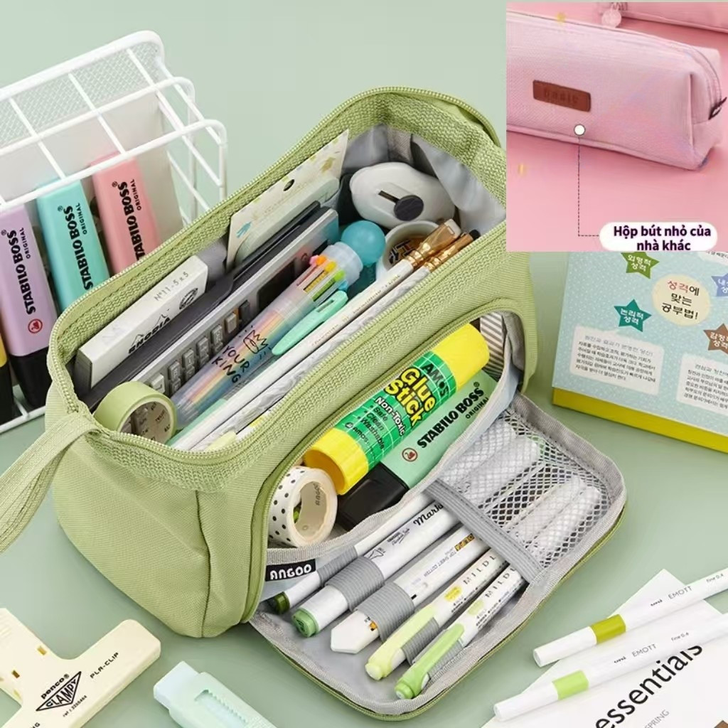 Hộp đựng bút học sinh dung tích lớn,Túi đựng bút nhiều ngăn bằng vải canvasHộp đựng văn phòng phẩm