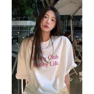Áo thun phông cộc tay dành cho nam nữ phối họa tiết in chữ chất liệu cotton thoáng mát dành cho mùa hè MT33 SP343