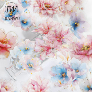 Jianwu Translucen Hoa Series Vintage Hoa Bronzing Chất Liệu Cắt Dán PET Sáng Tạo DIY Tạp Chí Văn Phòng Phẩm