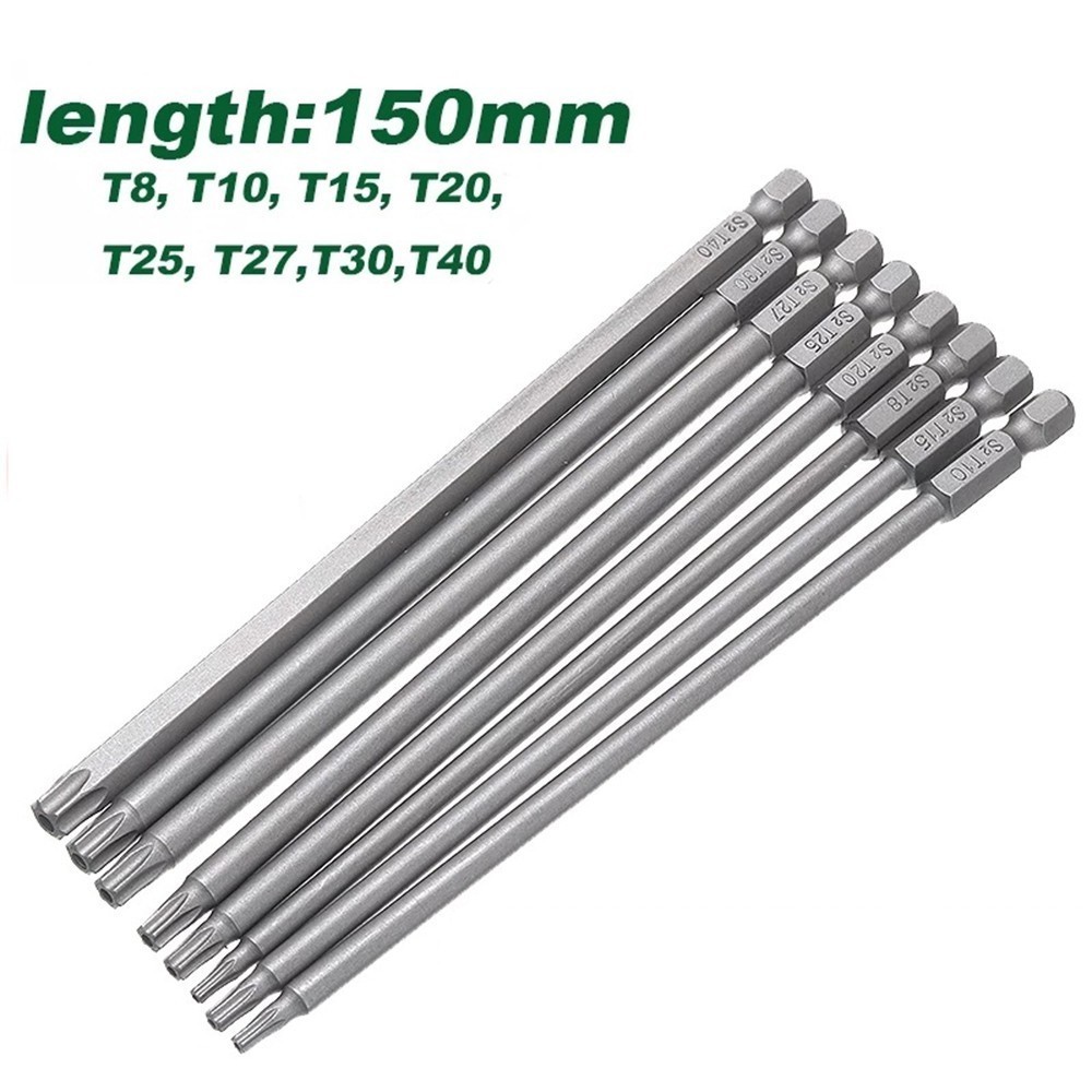 [Welv] 1 Mũi tuốc nơ vít Torx từ tính dài 150mm T8, T10, T15, T20, T25, T27, T30, T40