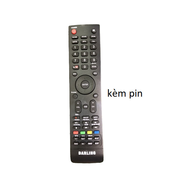 tay điều khiển remote từ xa tivi Darling Smart to-kèm pin-tay đầu bấm tivi darling smart to