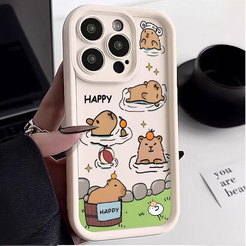 Ốp Điện Thoại Capybara Hoạt Hình Cho VIVO S1 V15 V20 V23 E V25 V27 V27E V30 Pro V30E Y03 Y28 Y17 Y11S Y12I Y33T Y33S Y21S Y15S Y01 Y02T Y100 Vỏ Silicon Mềm Dễ Thương Viền