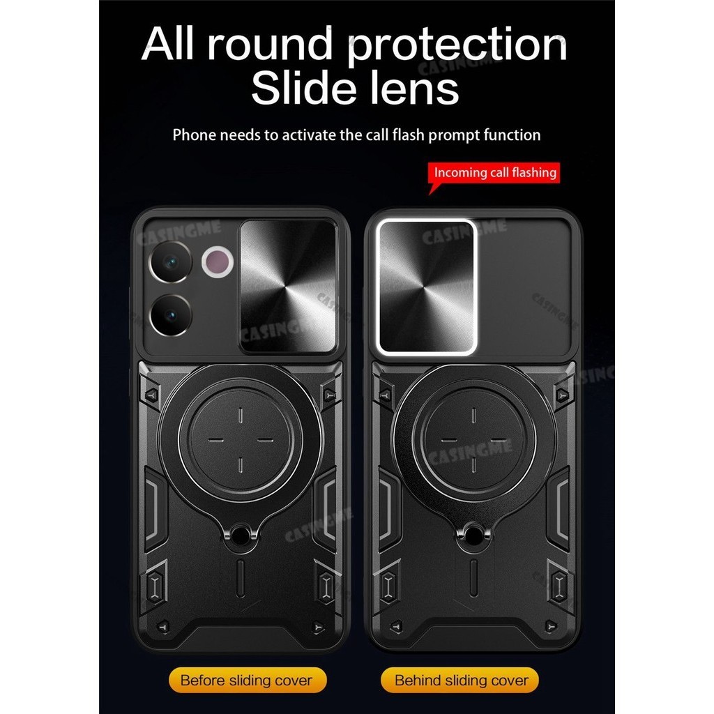 Vivo V30e 5G 2024 Giáp Chống Sốc Đẩy Kéo Camera Bảo Vệ Dành Cho Vivo V30e V30 E VivoV30e V 30E Pro 5G 2024 Ốp Lưng Xe Ô Tô Vòng Từ Tính Vỏ Ốp Lưng Vỏ Điện Thoại