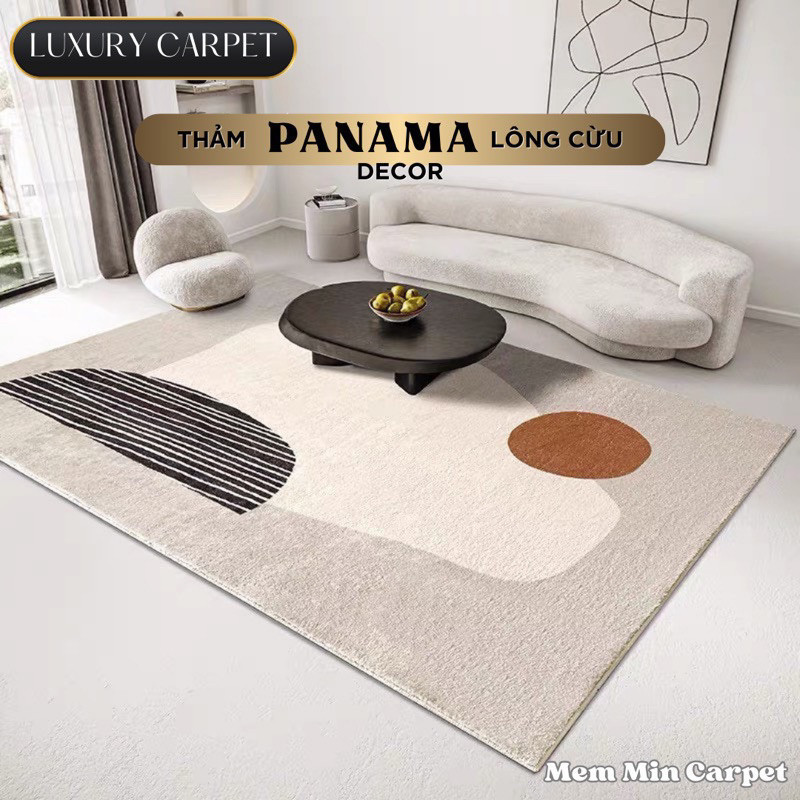 Thảm Panama Lông Cừu 1m6x2m3 - MemMinbedding  Luxury  Họa tiết sang chảnh, làm cho căn nhà thêm trang trọng