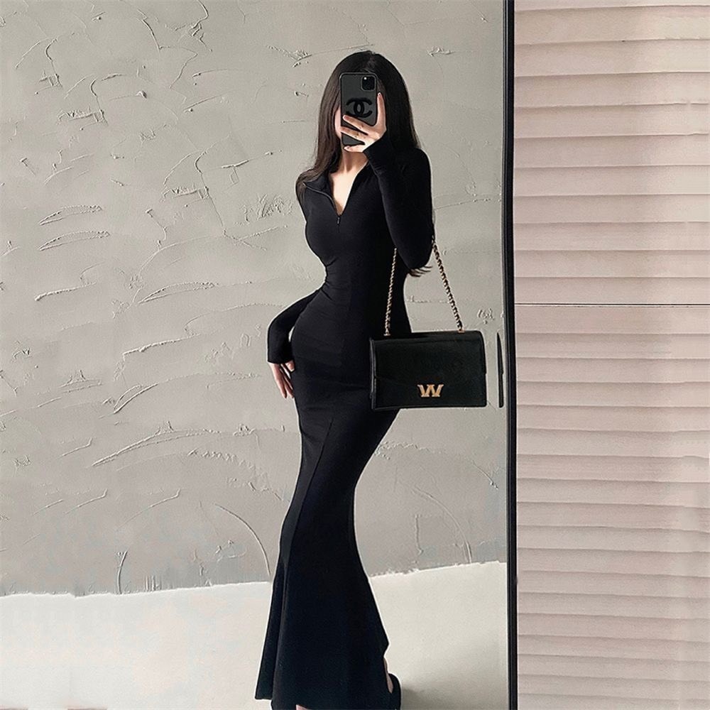Đầm váy nữ ôm body dáng dài liền thân thiết kế đuôi cá sang chảnh thời trang Hàn hàng QCCC BA SP68