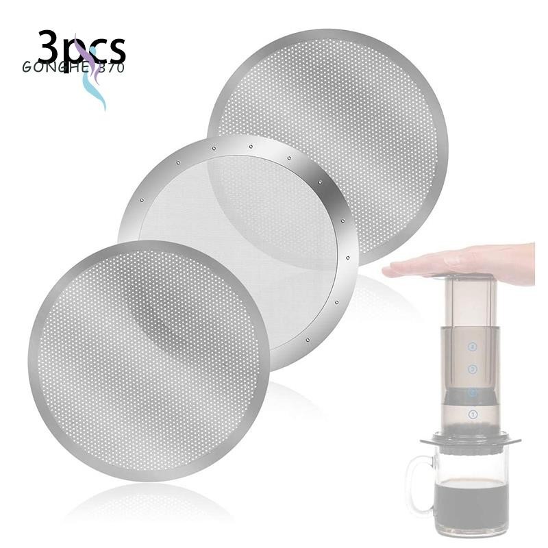3 Gói Lưới Lọc Cà Phê Có Thể Tái Sử Dụng Bằng Kim Loại Cho Máy Pha Cà Phê AeroPress Máy Pha Cà Phê Espresso, Bạc