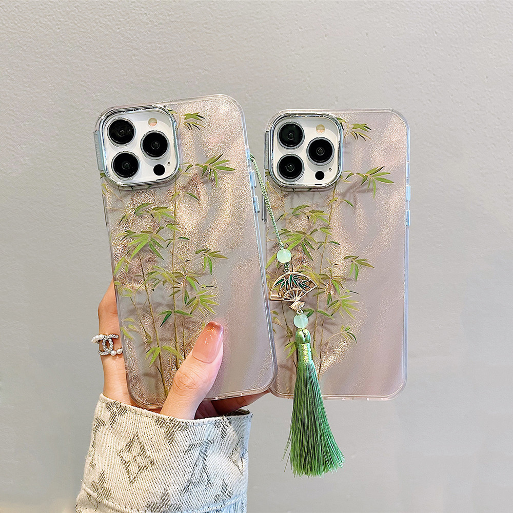 Dành Cho iPhone 15 Pro Max 14pro Max 14 plus Thời Trang Họa Tiết Lá Tre Ốp lưng Cho iPhone 11 12 13 14 Pro Max 15Plus Ốp Lưng Chống Sốc