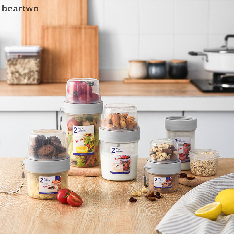 < Beartwo > Cốc ăn trưa hai lớp Hộp cơm trưa Oug Bảo quản hạt sữa chua Cốc ăn tươi Đẹp