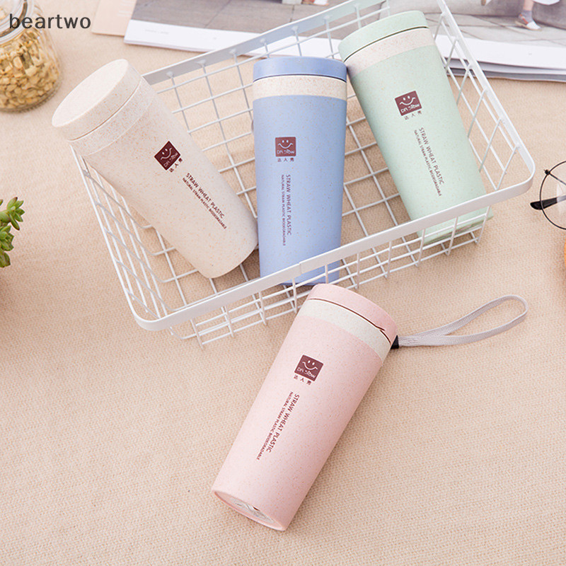 < Beartwo > Chai Giữ Nhiệt Di Động 300ml Nhựa Khỏe Mạnh Cốc Sợi Lúa Mì Cốc Giữ Nhiệt Hai Lớp Văn Phòng Cà Phê Trà Nước Cốc Du Lịch Đẹp