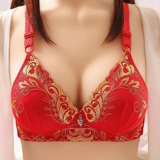 Quần Lót Nữ Mỏng Không Viền Thép Áo Ngực Thêu Đôi Ngực Thoáng Khí Lưng Làm Đẹp