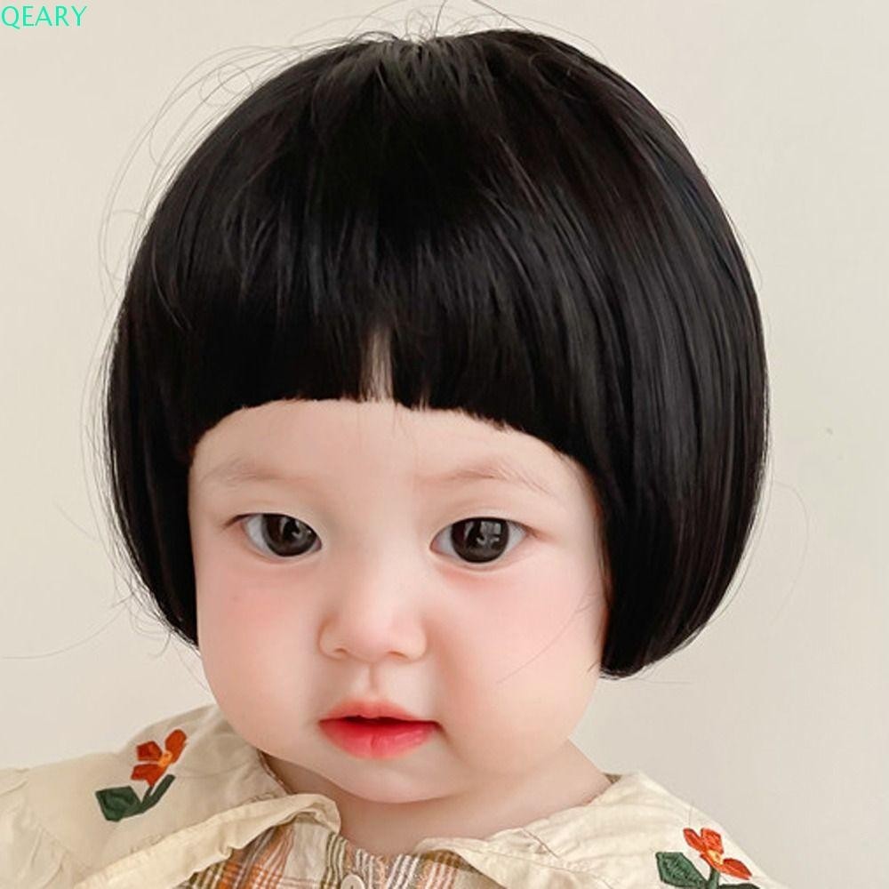QEARY Tóc Giả Cho Bé Hàng Ngày Dễ Thương Thời Trang Lông Tơ Tổng Hợp Trang Trí Sơ Sinh Bé Mũ Đạo Cụ Chụp Ảnh Bé Gái Ngắn Bob Tóc Giả