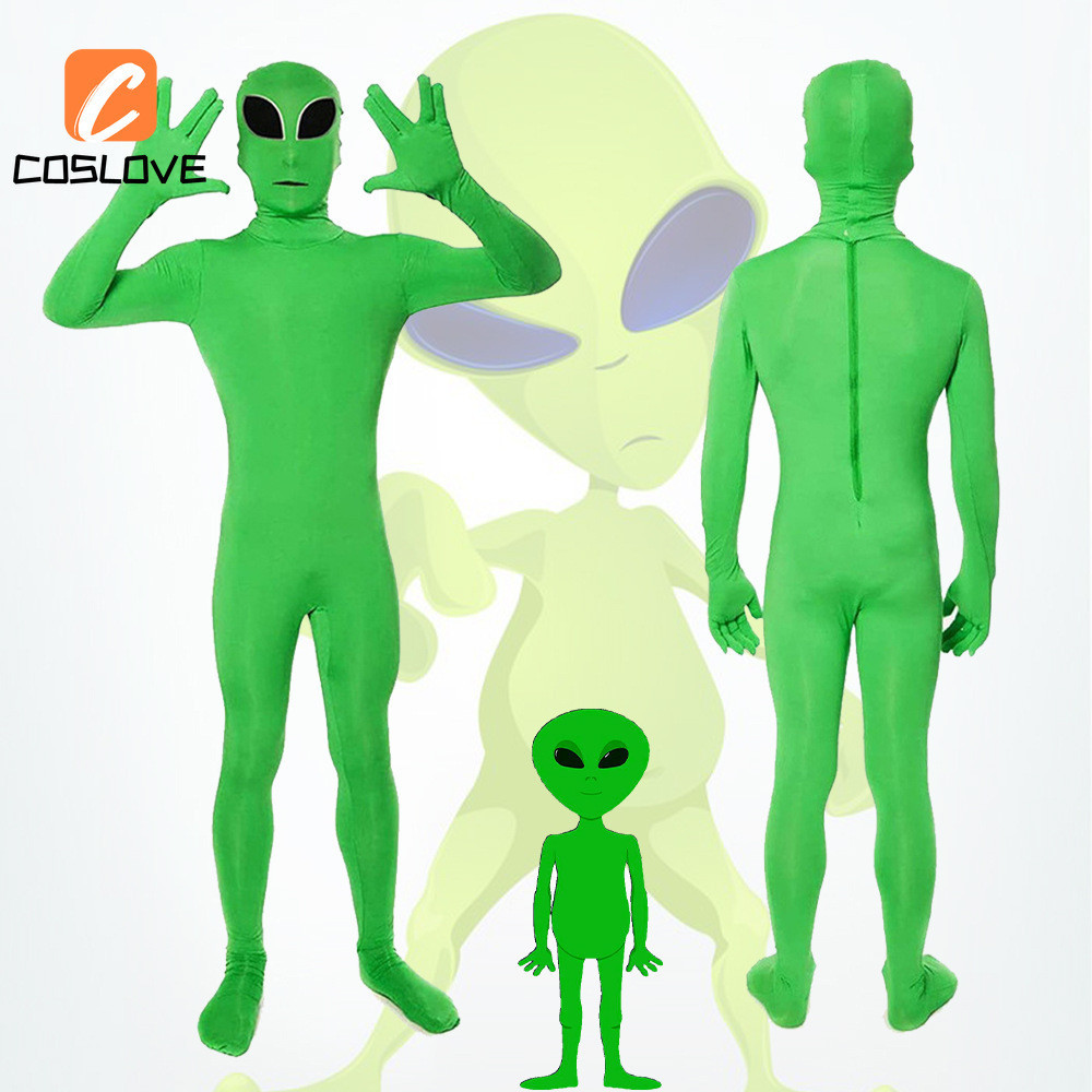 Cổ Điển Xanh Người Ngoài Hành Tinh Áo liền quần Cosplay Trọn Bộ Trang Phục Phù Hợp Với Người Lớn Màu Xanh Áo liền quần Cosplay Quần Áo Phục Hồi Hoàn Hảo