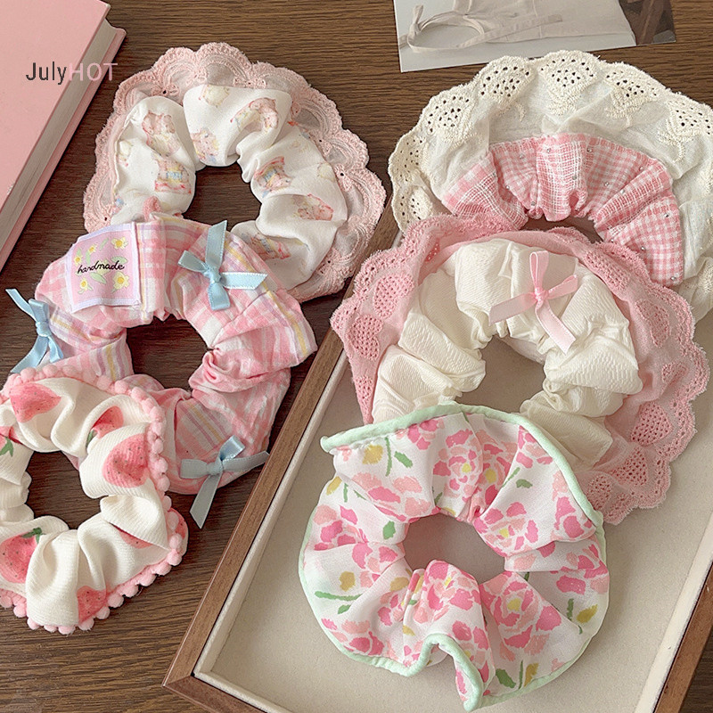 Julyhot Thanh Lịch In Ren Cạnh Rộng Scrunches Dành Cho Nữ Cô Gái Dây Buộc Tóc Ngọt Ngào Dễ Thương Tinh Tế Tóc Thời Trang Phụ Kiện Tóc Quà Tặng Massivedeals