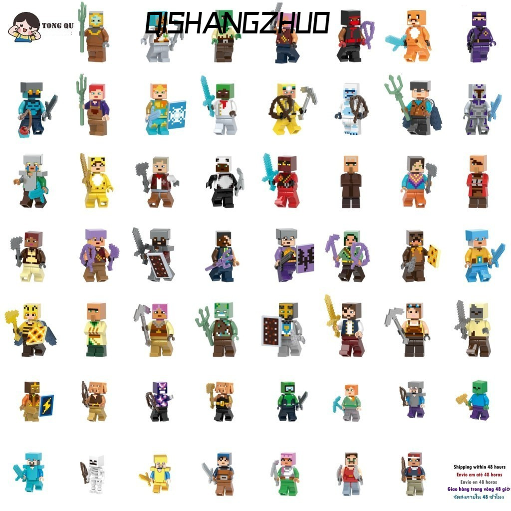 Trò chơi Minifigures Minecraft Pixel Man Khối xây dựng Bộ sưu tập búp ...