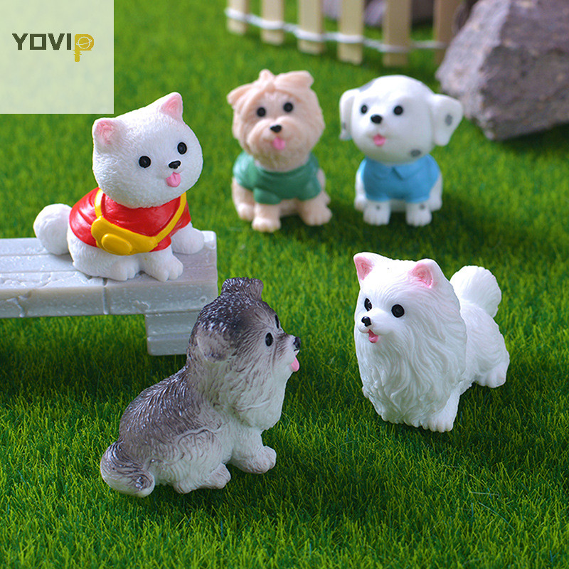 Yovip 1 Chiếc Bức Tượng Nhỏ Cho Chó Thu Nhỏ Terrarium Thủ Công Động Vật Thực Tế Chó Cho DIY Micro Phong Cảnh Cổ Tích Phụ Kiện Vườn VN