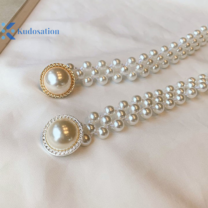 Kudosation Vòng eo ngọc trai lớn Dây thun nữ có trang trí Váy phù hợp Thời trang Thiết kế thông thường Dây Gothic
