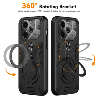 Dành Cho Tecno POVA 6 Pro 5G Ốp điện thoại Kim Loại Giá Đỡ Nhẫn Đế Mềm TPU Edge Cứng PC Mặt Sau Chống Sốc Mỏng Bao