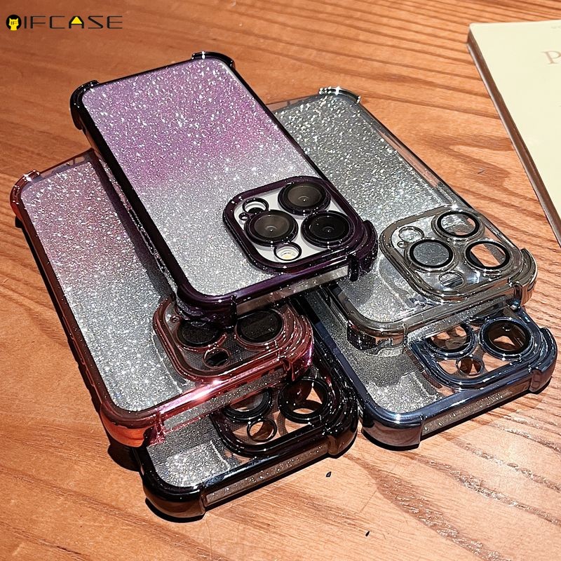 Dành Cho iQOO Z9 Turbo Z9x Z7i Z6 Pro Lite U3 U3x U1x Ốp Điện Thoại Gradient Mạ Sáng Bóng Lấp Lánh Sang Trọng Cô Gái Túi Khí Chống Rơi Vỏ Mềm Chống Sốc Ốp Lưng