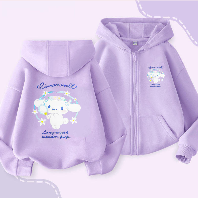 2024 Cinnamoroll Và Kuromi Bé Gái Zip Up Áo Khoác Áo Khoác Mùa Thu Đông Đáng Yêu Cho Trẻ Em