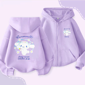 2024 Cinnamoroll Và Kuromi Bé Gái Zip Up Áo Khoác Áo Khoác Mùa Thu Đông Đáng Yêu Cho Trẻ Em