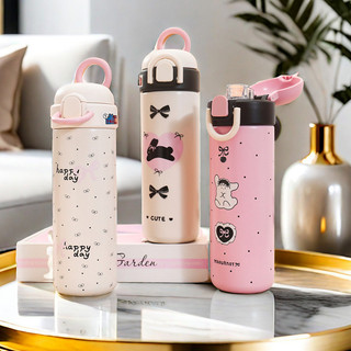 Bình giữ nhiệt bằng thép không gỉ 316 cao cấp dung tích 500ml in họa tiết nơ xinh dễ thương