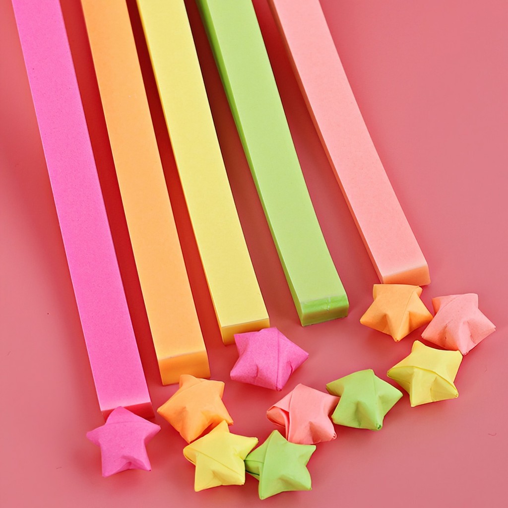 Set 540 Tờ Giấy Xếp Hình Ngôi Sao Năm Cánh Màu Sắc Gradient Sáng Tạo FE123