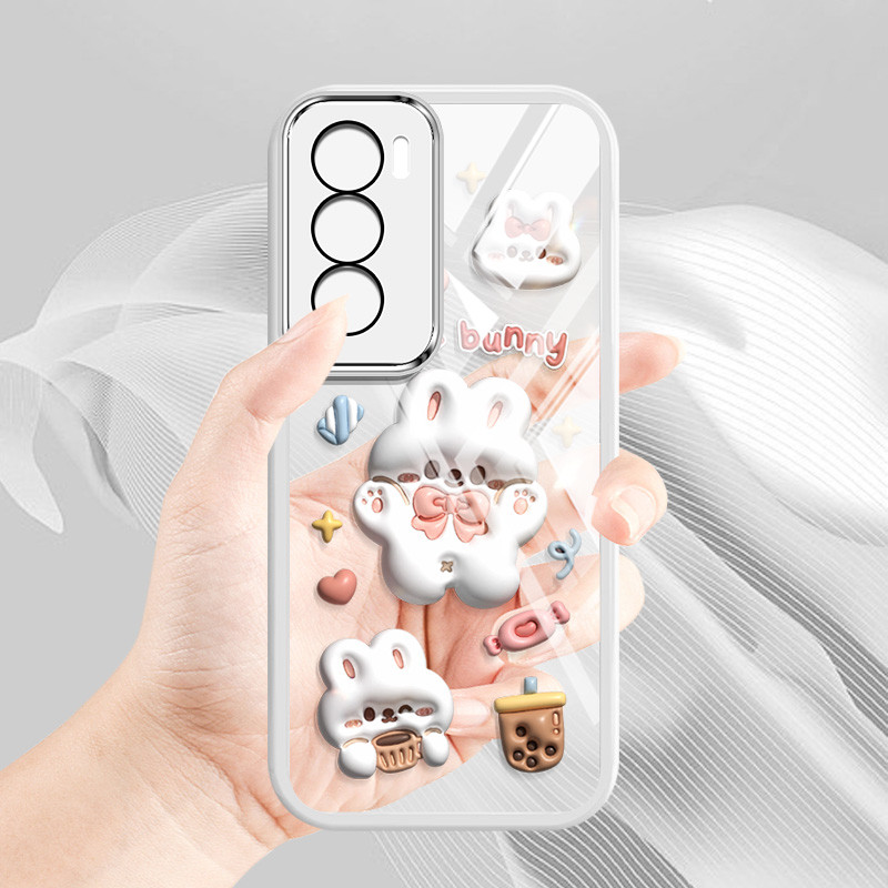 Ốp Điện Thoại YBD INS Style Cho OPPO A5 5G 4G Reno 13 Pro Reno 13F Reno 12 Pro Reno 12F Realme 14X C65 C75 C75X A3 Pro Kẹo Kem Họa Tiết Gấu Bông Dễ Thương