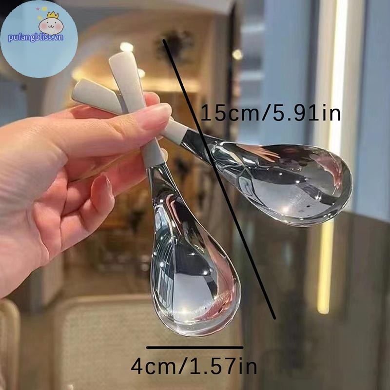 Pufangbliss Thìa Canh Inox Nhà Bếp Dung Tích Nhà Vàng Bạc Gương Đánh Bóng Flatware Cho Cà Phê Bộ Đồ Ăn VN