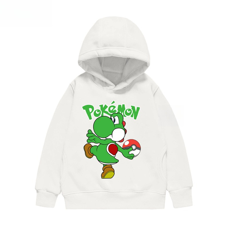 Super Mario Yoshi Và Pokemon Kids Áo Hoodie Thiết kế trò chơi hoạt hình vui nhộn cho bé trai và bé gái
