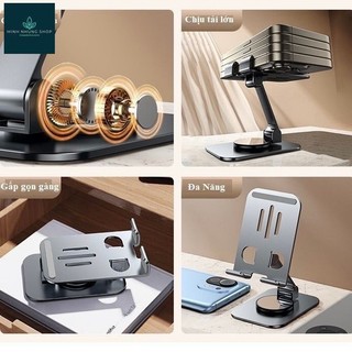 Giá đỡ điện thoại xoay 360 độ, lót chống trượt, hợp kim bền và nhỏ gọn, tiện lợi mọi lúc mọi nơi.