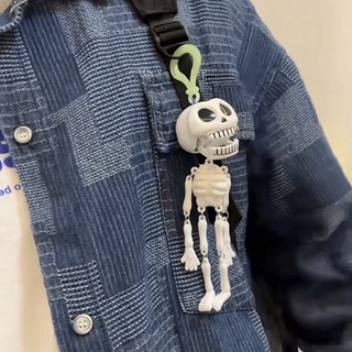 Vui Nhộn Kéo Dây Đầu Lâu Móc Khóa Halloween Đầu Lâu Phát Sáng Trong Bóng Tối Túi Đồng Hồ Mặt Dây Chuyền Quà Tặng Trang Trí