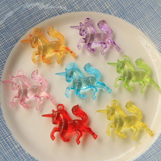 Phim hoạt hình vui nhộn trong suốt màu sắc lập thể Kỳ Lân diy Bông tai Acrylic Phụ kiện tóc vỏ điện thoại vật liệu bán buôn