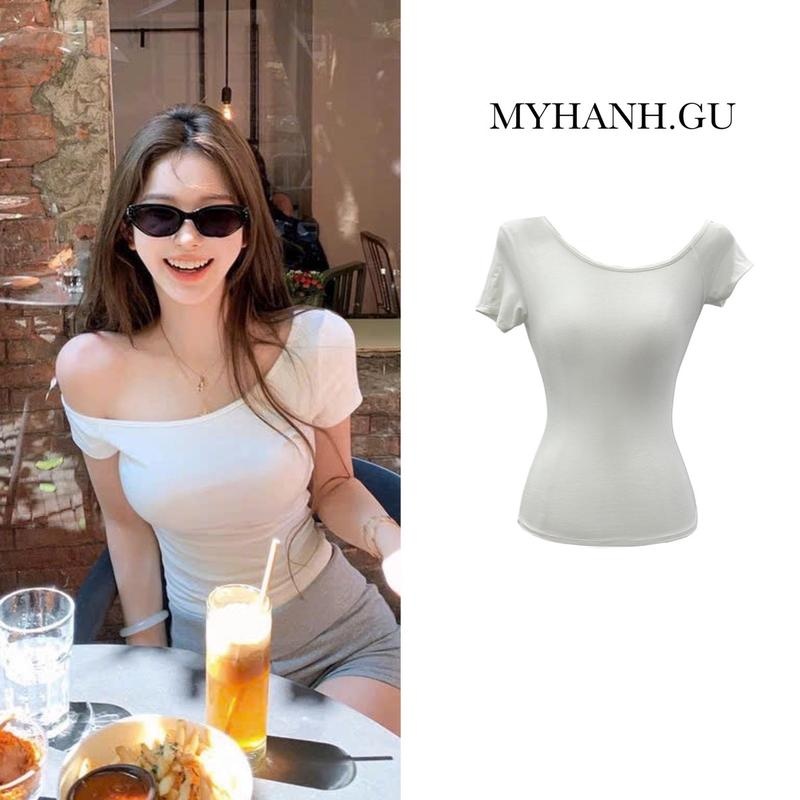 Áo thun ôm lệch vai 1 bên tay ngắn basic đơn giản dễ mặc ( 0A15) -MYHANH.GU