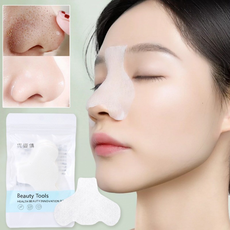 200 Cái Giấy Mặt nạ mũi mụn đầu đen - Miếng đệm mũi sợi dùng một lần - Dụng cụ làm sạch da mặt - Thoáng khí, dưỡng ẩm, thân thiện với da - Dải mũi loại bỏ mụn đầu đen