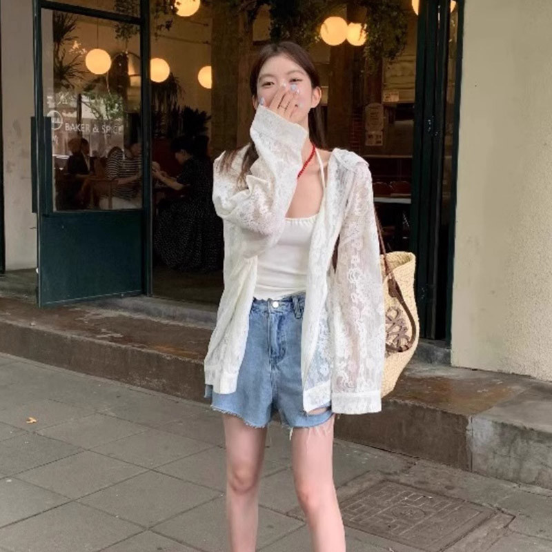 Suxi Mới Thường Ngày Pháp Retro Màu Trơn Có Mũ Trùm Đầu Dài Tay Áo Cardigan Nữ 241020