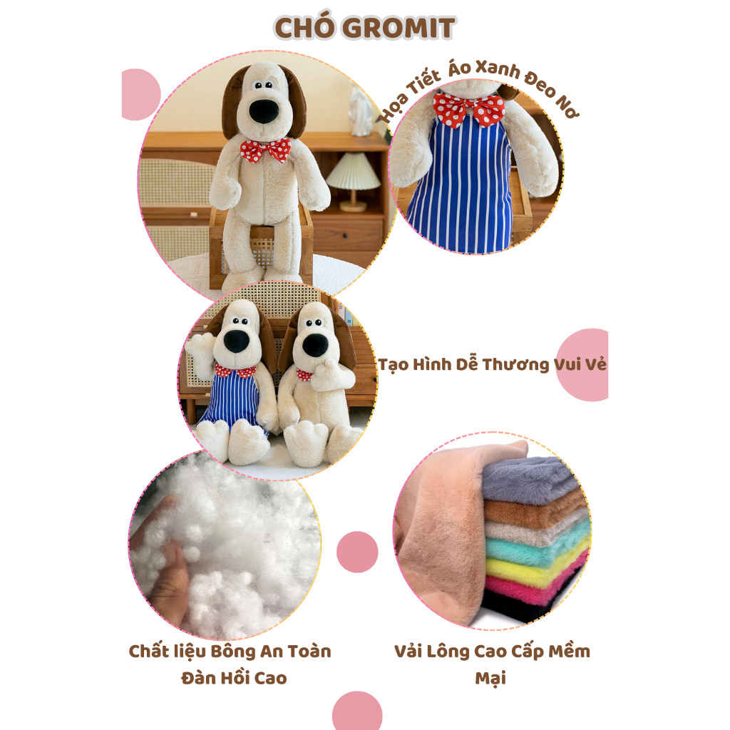 Gấu Chó Gromit Shaun Nhân Vật Hoạt Hình Đáng Yêu Thú Nhồi Bông Hình Con Chó Wallace Gromit Nhân Vật Nổi Tiếng
