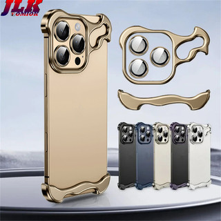 [Jlk] Dành Cho iPhone 16 15 14 Plus 13 12 Pro Max Nhôm Không Đều Kim Loại Góc Miếng Dán Điện Thoại Không Vành Vỏ Chống Sốc Bảo Vệ Ống Kính